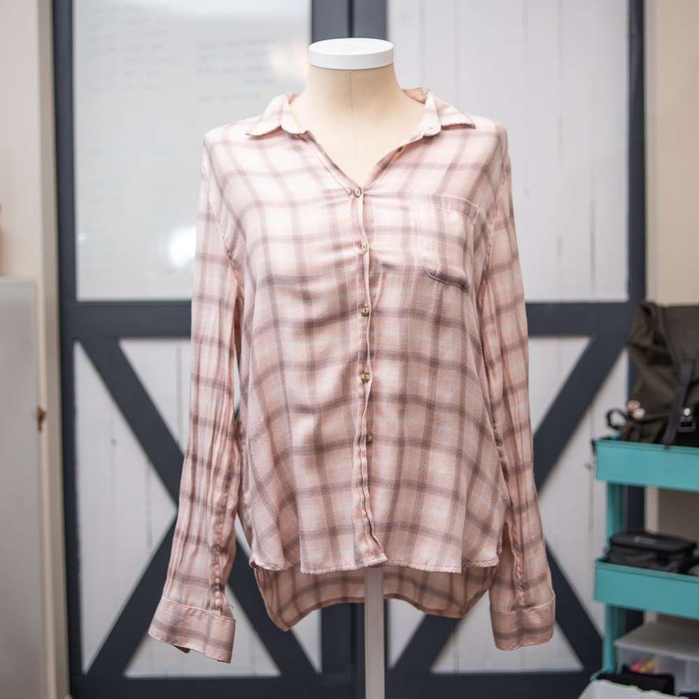 AE Pink Lightweight Flannel Shirt